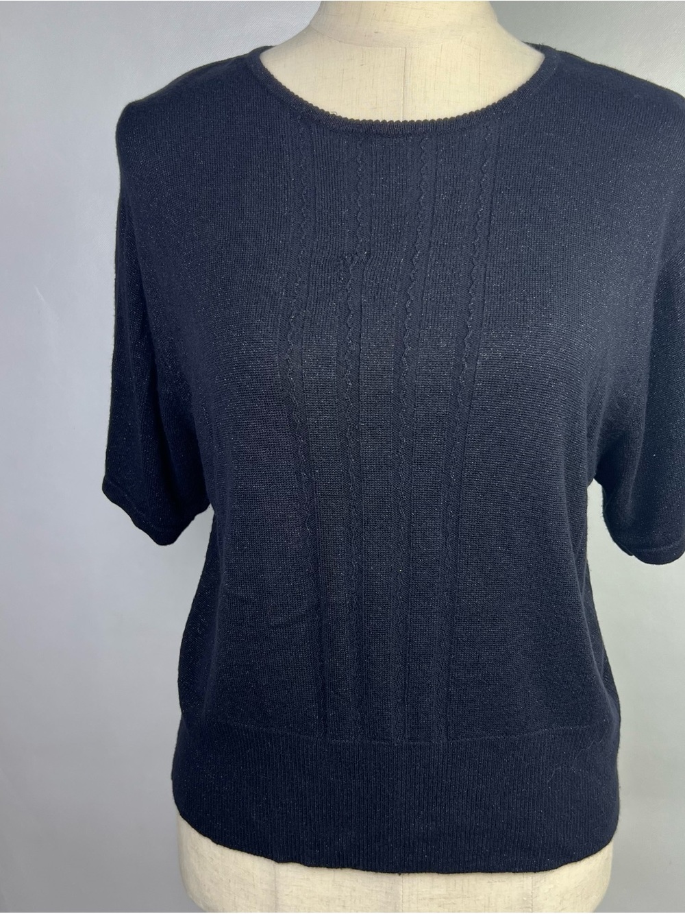 Pendleton Classic Women Knit Short Sleeve Crew Neck T-Shirt Black XL